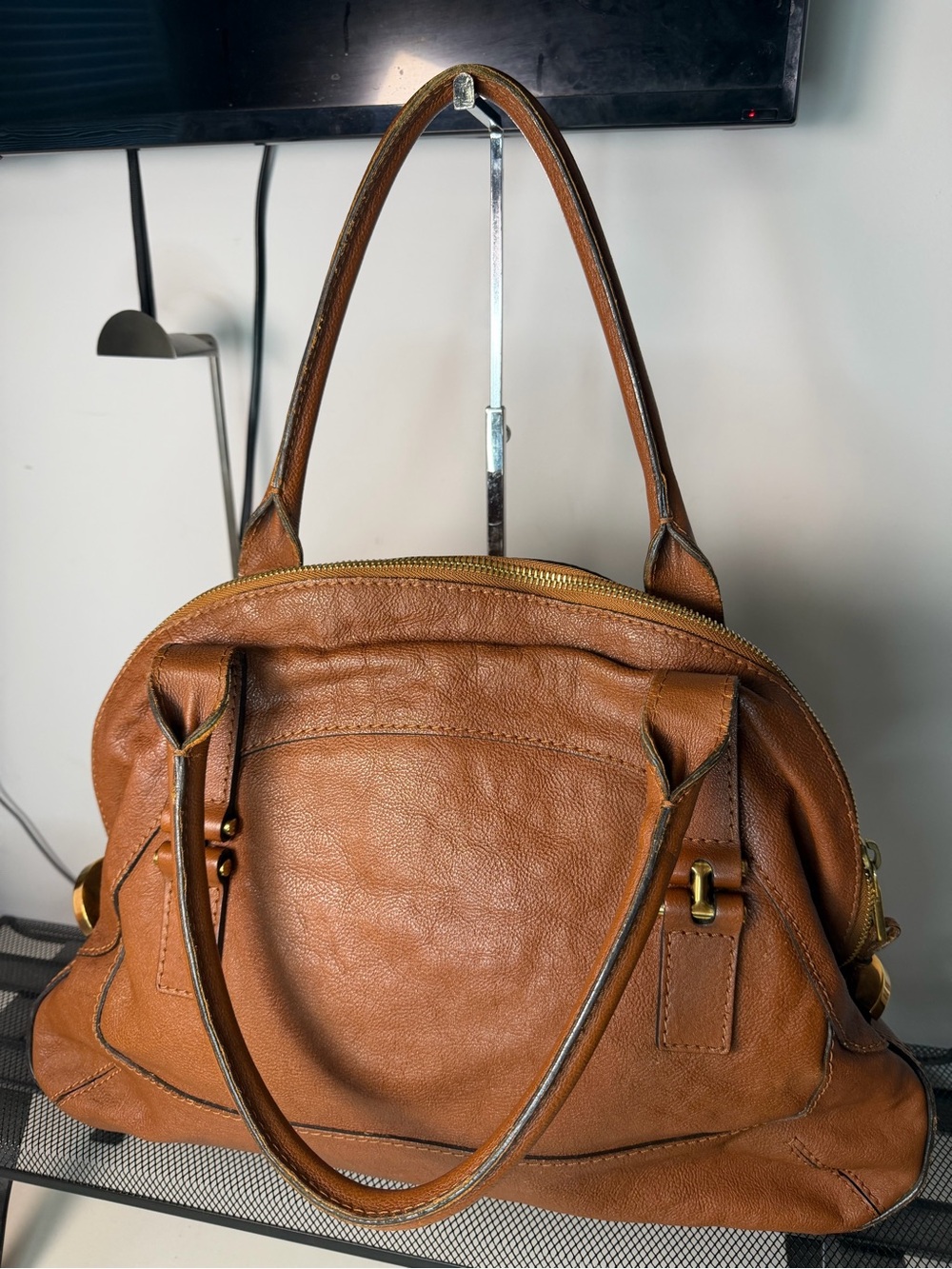 Chloé Georgia Dome Bag Cognac Brown Leather Shoulder Tote - Picture 9 of 16